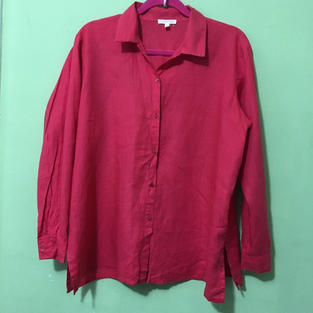 Eileen Fisher linen button down long sleeve